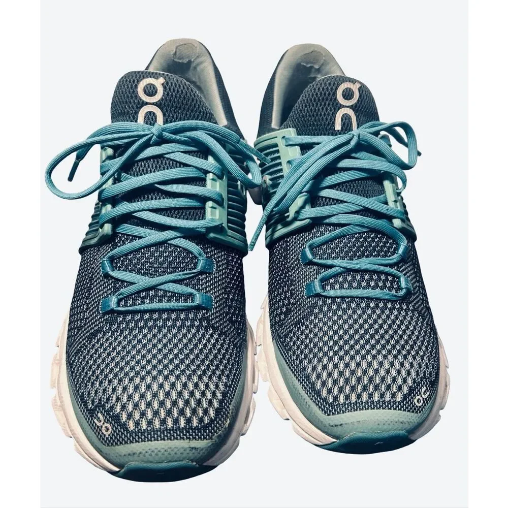 On Running Women's Teal and White Cloud Athletic Shoes - Picture 7 of 11